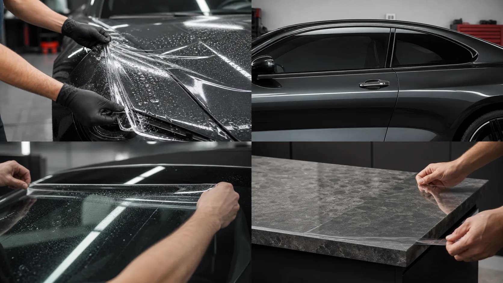 Paint protection film being installed on an automobile